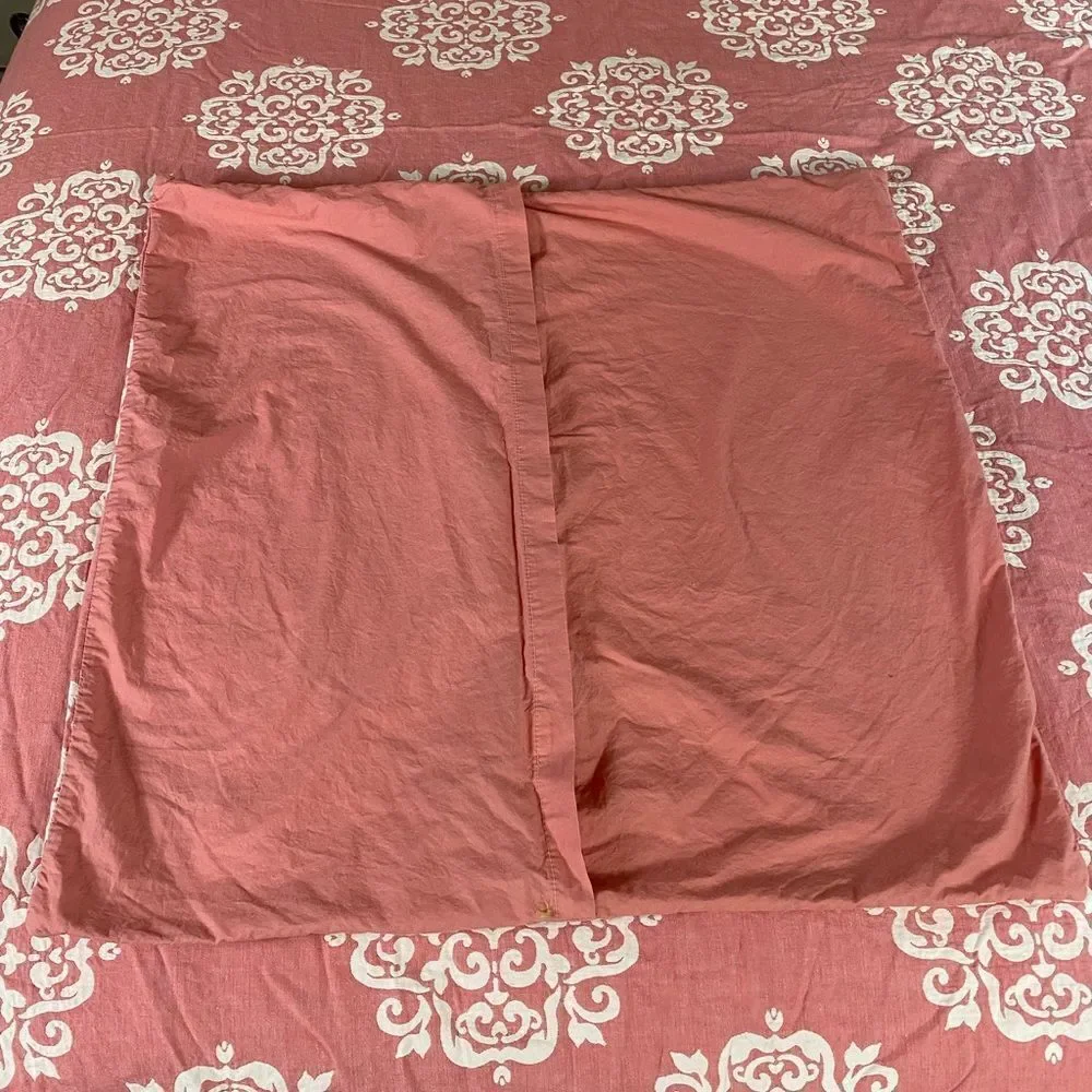 West Elm Coral and White Duvet Cover Set